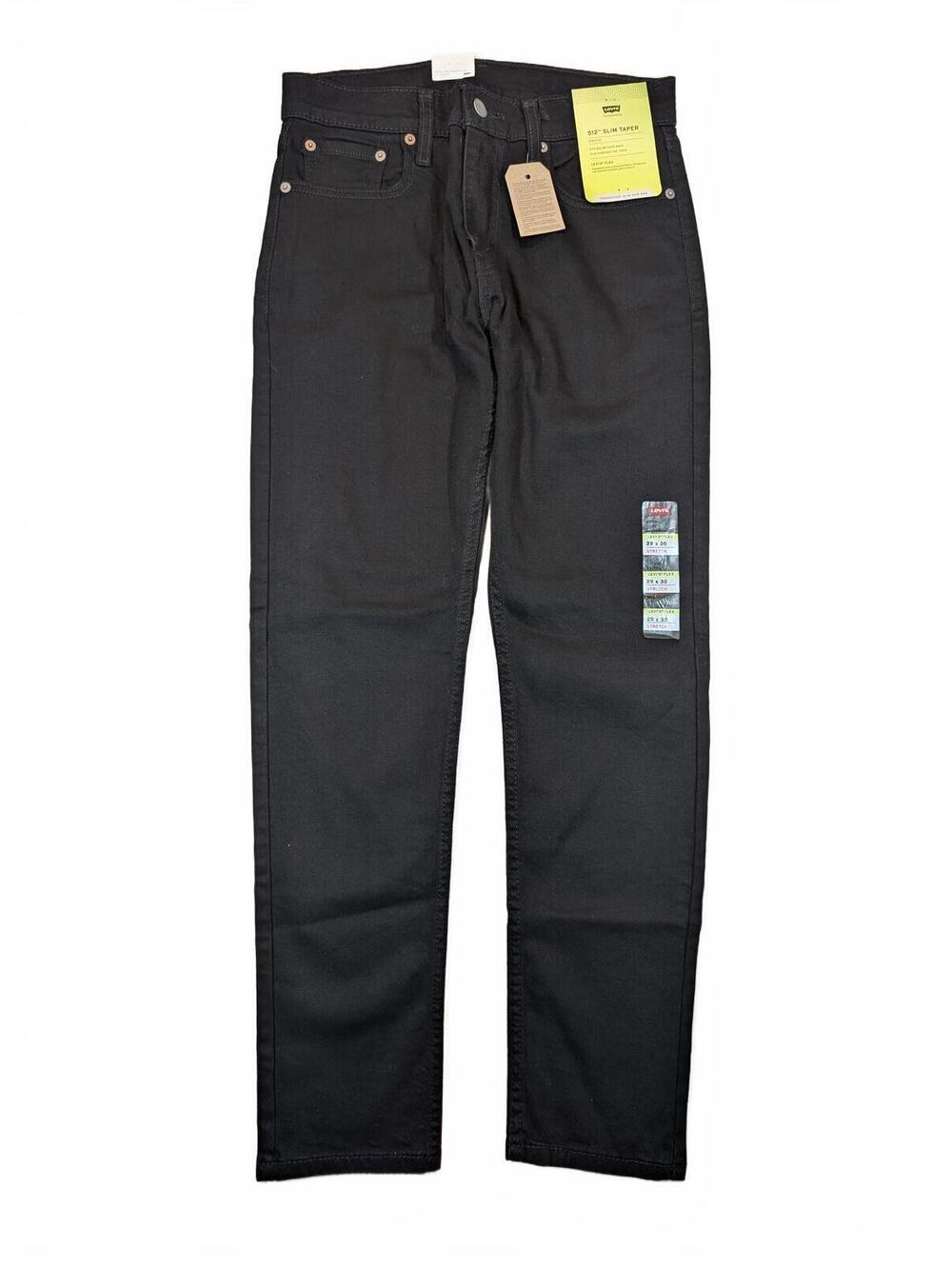 Levi's 512 Slim Taper Performance Flex Stretch Black Denim Jeans Mens 29x30 NWT